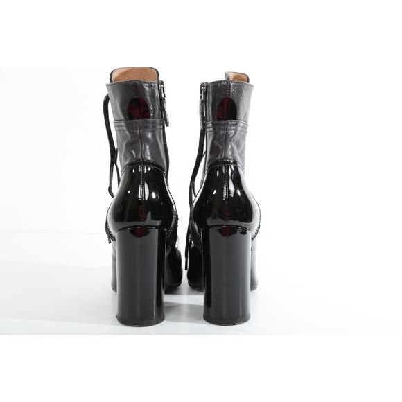 LAURENCE DACADE Black Patent Leather Lace up High Heel Ankle Boots Booties 36.5 - Picture 7 of 8